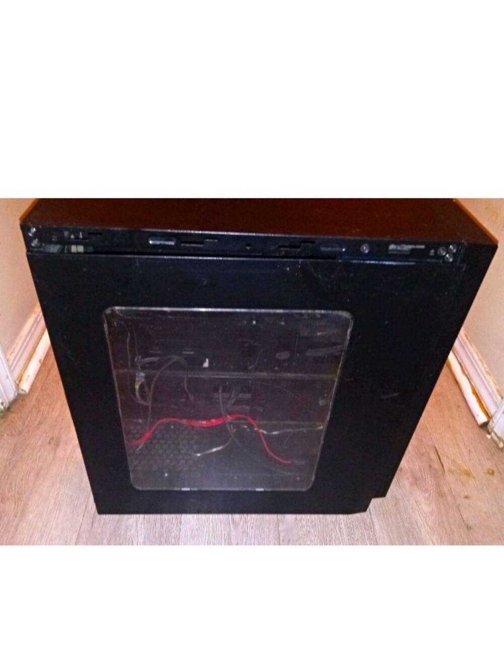 Black PC Tower Case with Side Window - Compatible Gaming/Workstation Chassis